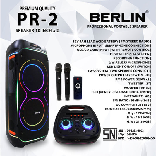 PR-2 SPEAKER 10 INCH x 2 PORTABLE